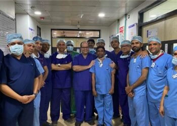Photograph of with the team after the MitraClip procedure